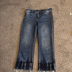 Liverpool crop flare jeans-raw hem with tie dye size 2/26